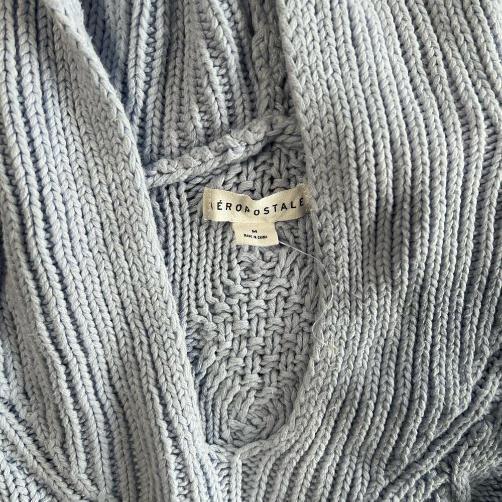 Aeropostale V-Neck Cable Knit Sweater - Light Gray - Picture 3 of 5
